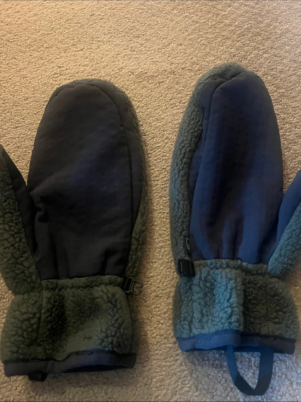 The North Face dark green fleece mittens